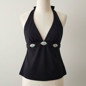 NWOT Turquoise and silver belt swim top